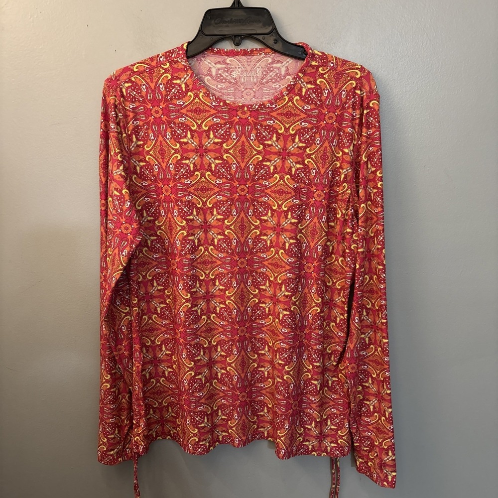 Coolibar Baikal Ruched Swim Shirt Women's Size Large UPF 50+ Beach Vacation